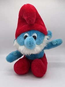 Peluche PAPA PITUFO 10 pulgadas vintage 1979 - Wallace Berry And Co 1979 azul rojo Peyo - Imagen 1 de 12
