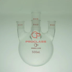 Lab Straight 4 Necks Round Bottom Flask 500mL,Center 24/40,Others 19/22 - Imagen 1 de 1