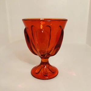 Vintage MCM Wikinger Glas 6 Blütenblätter Bonboniere 6" Persimone Orange Kelch Tasse Becher - Bild 1 von 5