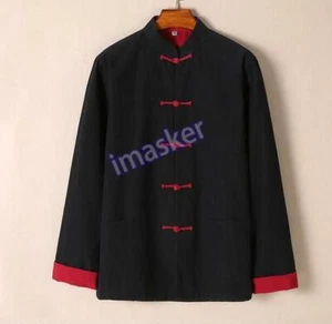 Mens Chinese Tang Suit Coat Kung Fu Tai Chi Cotton Uniform Traditional Clothing - Picture 1 of 27