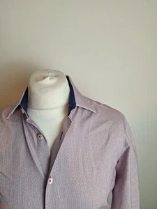 Hawes & Curtis Shirt Red Blue Medium Slim Fit Button Cuff - Picture 1 of 5