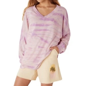 Pink Victoria's Secret Medium Beach Terry V Neck purple tie dye NWT - Picture 1 of 8