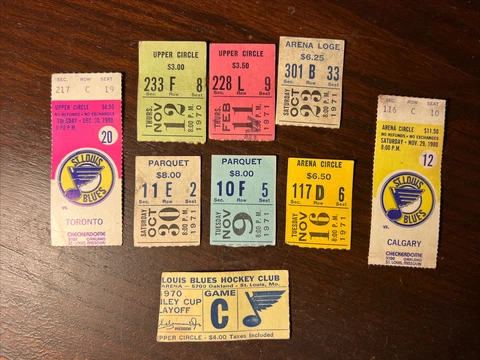 St. Louis Blues Vintage NHL Hockey Ticket Stubs Pick from List Cover