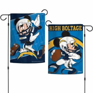 LOS ANGELES CHARGERS MICKEY MOUSE DISNEY 12"X18" 2 SIDED GARDEN FLAG WINCRAFT 👀 - Picture 1 of 1