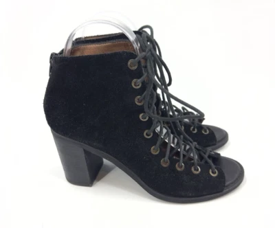 Botines de gamuza con cordones Jeffrey Campbell Cors para mujer talla 7 negros tacones boho Foto 1 de 4