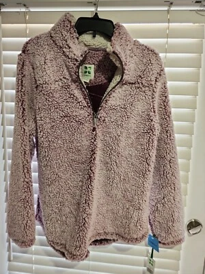 Green Tea Womens Purple Half Zip Sherpa Jacket NWT ORIGINALLY $25 - Image 1 of 4
