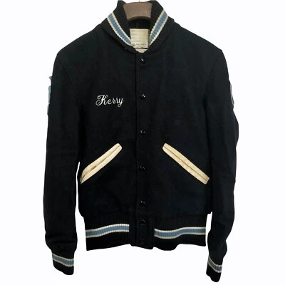 DeLong Sportswear Vintage Wool Varsity Letterman Jacket UC 88 Navy Blue Size 34 - Image 1 of 4