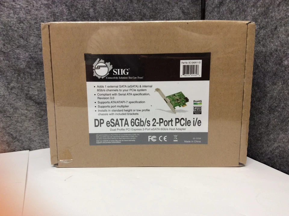 SIIG SC-SA0N11-S1 DP eSATA 6Gb/s 2-Port PCIe Controller Card - Image 1 of 1