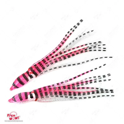 Peces ¡GUAU! Lote de faldas de calamar de pez de 4,75" pulpo 12 cm Hoochies señuelo suave tigre rosa Foto 1 de 4