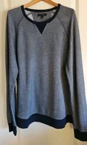 Banana Republic Crewneck Terry Cloth Sweatshirt Blue/w Navy Blue Men's Size XL - Picture 1 of 9