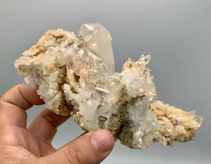 Racimo de cuarzo Arkansas grado A++ de 795 g, innumerables puntos transparentes de agua, ¡excelente! - Imagen 1 de 10