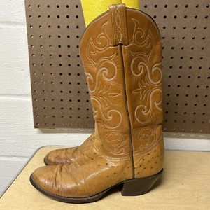 Tony Lama El Rey Herren 9,5 B Strauß Cowboystiefel Western Braun 0154 - Bild 1 von 10