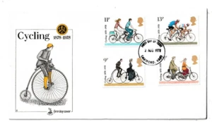 2/8/1978 UK GB FDC - Cycling Centenaries - Penny Farthing -Dartford FDI Postmark - Picture 1 of 2