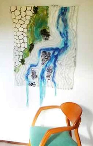 Flowing River - Felted Wall Hanging Tapestry Textile Art Wet Felting Home Decor - Picture 1 of 9