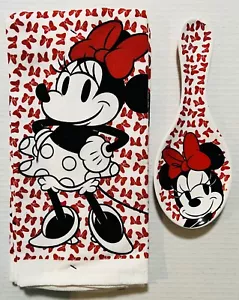 DISNEY Minnie Mouse Kitchen SPOON REST & 2-COTTON TOWELS Gift Set - Picture 1 of 5