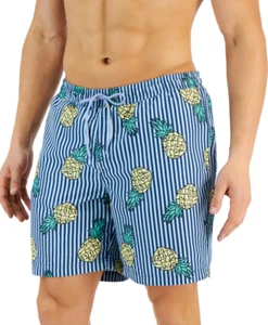 Men's Printed Pineapple Stripes Swimming Bathing Suit Quick Dry Swim Trunks 2XL - Picture 1 of 1