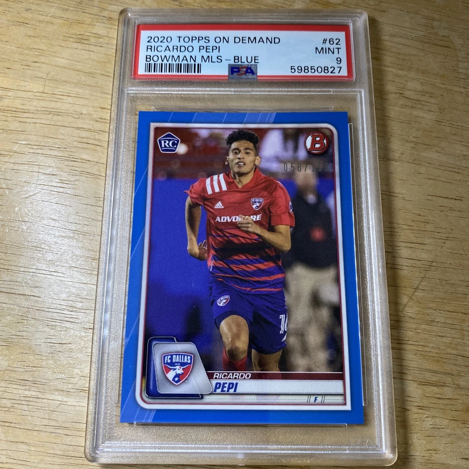 PSA 9 2020 Topps on Demand Bowman MLS Ricardo Pepi #62 Blue /150 FC Dallas RC - Image 1 of 2
