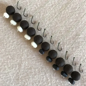 10 X HAIR RIGS PRELOADED WITH 15mm DYNAMITE BAITS MARINE HALIBUT BOILIES CARP - Picture 1 of 4