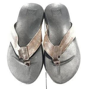 Reef Cushion Brown Leather Straps Flip Flops Beach Sandals Men’s Size 8 Black - Picture 1 of 3