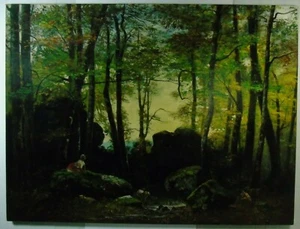 B-E. Bertrand "Mädchen mit Schafen in einer Lichtung" Öl, signiert, datiert 1872 - Bild 1 von 7