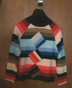 NWT: COUSIN JOHNNY MULTI-COLORED STRIPED SWEATER SIZE: L - Picture 1 of 4