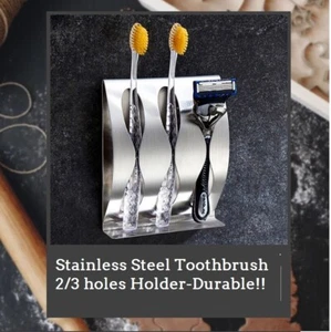 Toothbrush Holder Rack Stainless Steel Bathroom Wall Mount Hanger Holder Rack - Picture 1 of 8