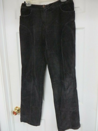 Pantaloni CHANEL velluto gamba dritta marrone scuro tasche zip taglia EU40 02A