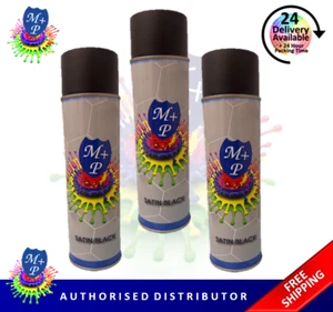 MP Paints SATIN BLACK 500ml x 3 Acrylic Spray Paint Quick Dry Aerosol Can - Picture 1 of 4