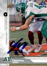 Cameron Judge Signed 2018 Upper Deck CFL Football card Saskatchewan Roughriders