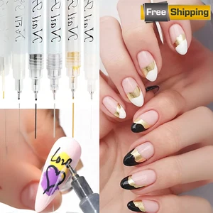 4pcs Nail Art Polish Pens Gold, Silver, Black, White Graffiti & Wave Drawing Pen - Picture 1 of 5