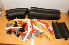 Joblot of vintage Scalextric track and bridge/barriers/flags etc 14 pieces track