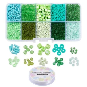 Great Fun DIY Green Jewellery Making Kit -Glass, Bugle, Acrylic & Seed Beads - Picture 1 of 6