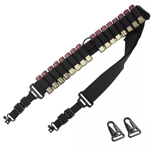 Tactical Shotgun 16 Schuss Bandolier 12/20GA Shell Holder Gun Sling mit Wirbel - Bild 1 von 11