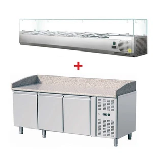 Hagsfeld Mesa de refrigeración de pizza con 3 puertas incluye juego de refrigeración 9x1/3 GN - Imagen 1 de 1