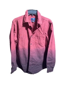 George Men’s M Red Black Ombre Button Up Shirt Long Sleeve Slim Fit 100% Cotton - Picture 1 of 1