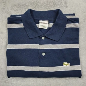 Polo clásico de manga corta Lacoste para hombre talla 10 azul marino rayas plateadas - Imagen 1 de 7