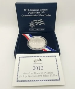 2010 American Veterans Disabled For Life Commemorative Silver Dollar OGP/COA - Picture 1 of 4
