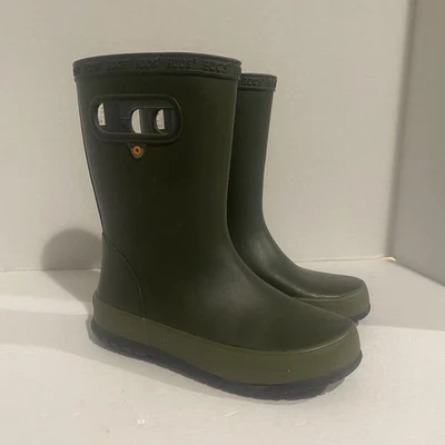 Botas de lluvia Bogs para niños talla 13 Skipper de goma verde lisa Foto 1 de 4