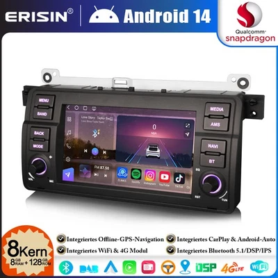 Android 14 Qualcomm 128GB 8-Kern DAB Autoradio für BMW 3er M3 E46 Rover 75 MG ZT - Bild 1 von 4