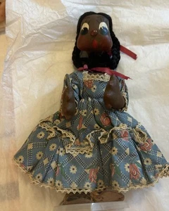 Vintage mexikanische Volkskunst Kürbis 10" Pappmaché Puppe mit Ständer - Bild 1 von 9