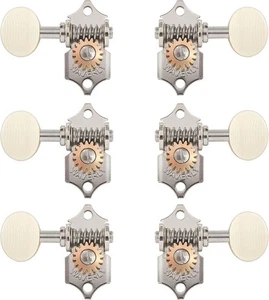 Waverly Gitarren-Tuner mit elfenbeinfarbenen Knöpfen, für feste Pegheads, Nickel, 3L/3R - Bild 1 von 4