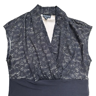 Mujer Vestido Negro 8 Hasta la Rodilla Encaje Corpiño En Niveles Falda Vaina Noche LBD Foto 1 de 4