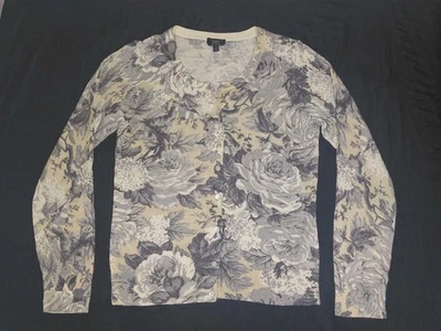Cárdigan de cachemir Talbots X pequeño para mujer gris floral rosa  Foto 1 de 4