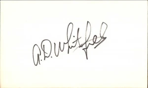 A.D. Whitfield Signed 3x5 Index Card Cut Dallas Cowboys Redskins Autograph Den - Picture 1 of 1