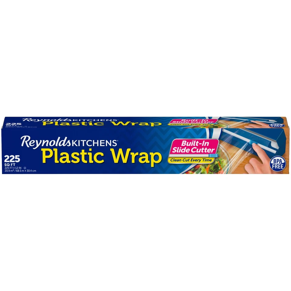 Reynolds Kitchens Quick Cut Plastic Wrap Built-in Slide Cutter 225 SF