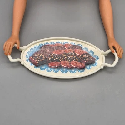 FOOD TRAY BARBIE DESSERT COOKIES BROWNIES ON WHITE TRAY FASHION DOLL ACCESSORY - Image 1 of 4