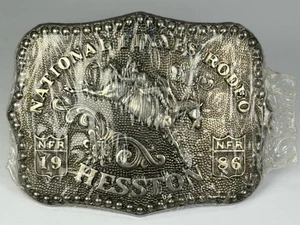 1986 Hesston National Finals Rodeo NFR Fred Fellows Belt Buckle Sealed Unused - Picture 1 of 10