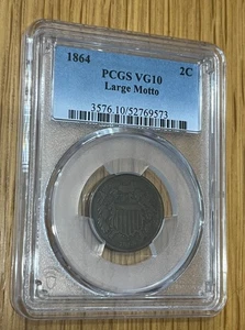 1864 2C - PCGS VG10 - Large Motto - Picture 1 of 2