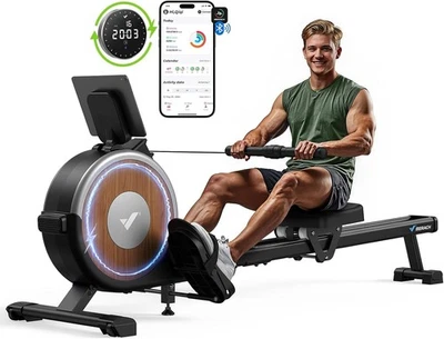 Magnetic Rowing Machine Electromagnetic 16-Level Dual Rail Quiet App Smart Rower - Image 1 of 4