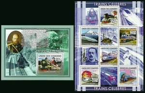 COMORO 2009 FILMS CINEMA USTINOV TRAINS ORIENT EXPRESS SHEETLET & M/SHEET MNH - Picture 1 of 1
